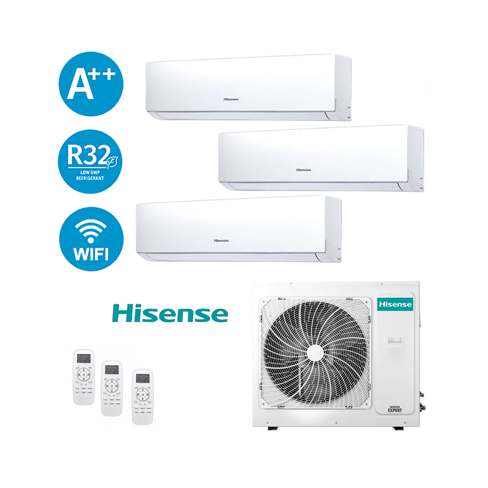 Climatizzatore Hisense Trial Inverter 9+12+12 8.1kW Serie Hi Comfor...
